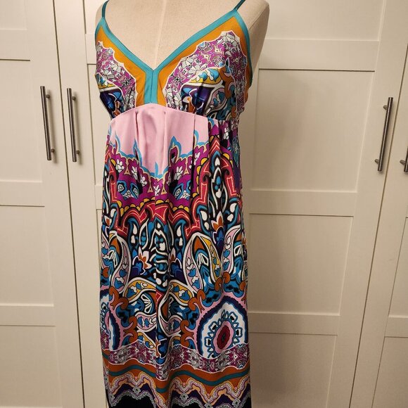 Mixit size 4 multi color handkerchief dress satin finish spaghetti strap - Picture 1 of 5